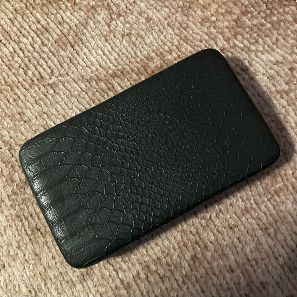 EUC Mock Croc Black Clutch with Gold Hardware